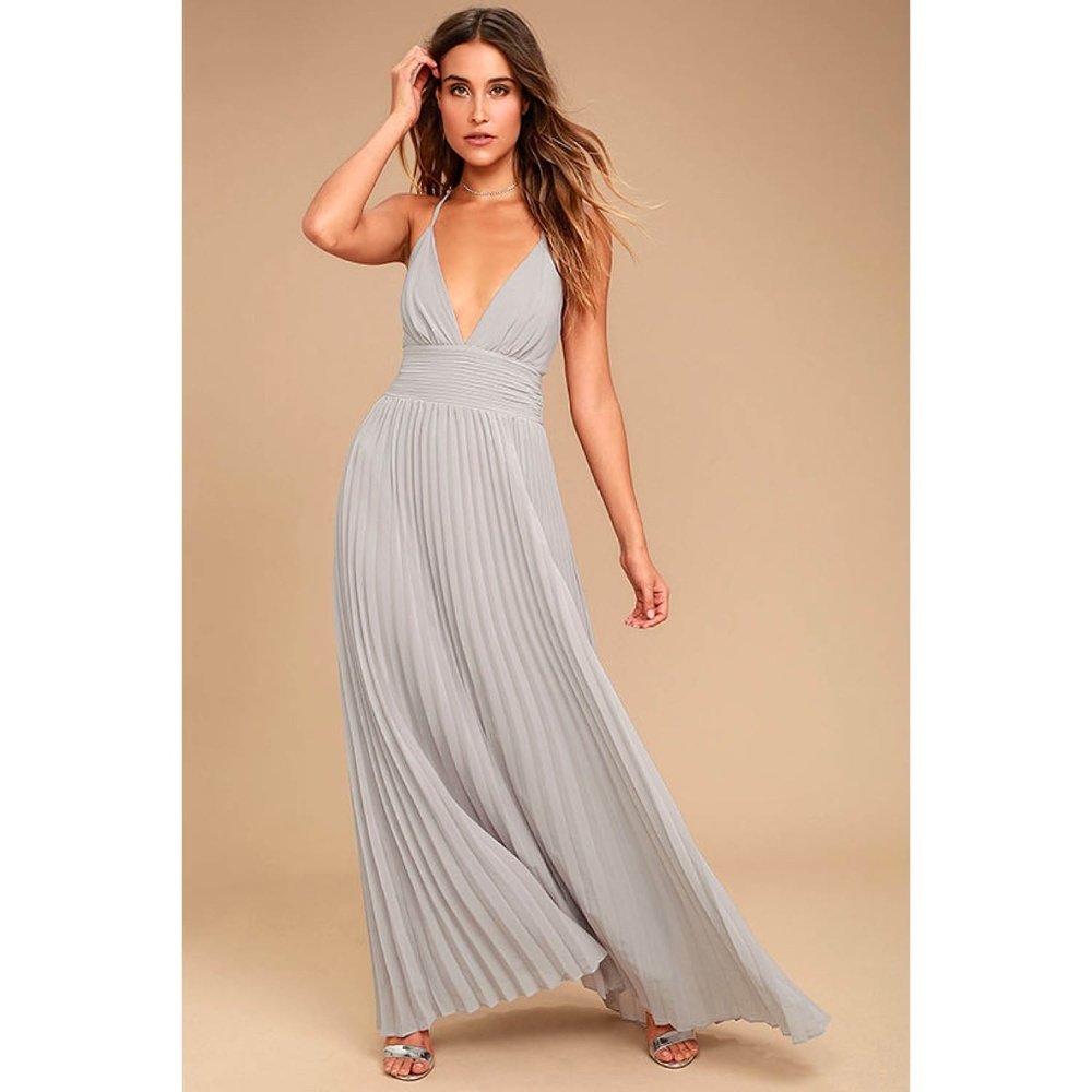 Lulu's Depths of My Love Grey Maxi Dress